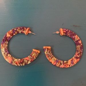 Marbled Acrylic Hoop Earrings